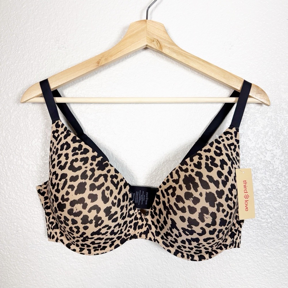 ThirdLove Leopard Print T-Shirt Bra in Tan and Black